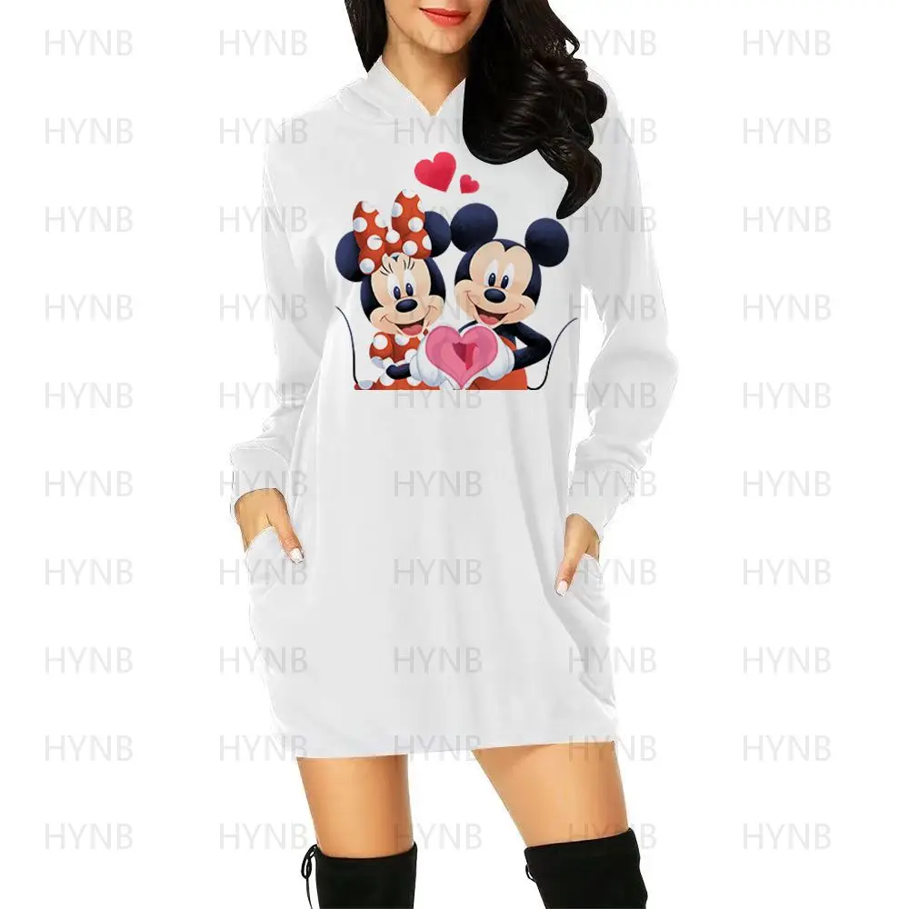 Mini abito abiti eleganti per le donne Disney Prom Minnie Mouse Luxury Party felpa con cappuccio maniche lunghe 2024 Mickey abbigliamento donna Kawaii