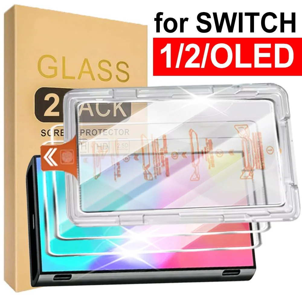 2/1Pcs Easy Installation Screen Protectors for Switch 2/1 9H Hardness Tempered Glass for Switch OLED HD Clear Protective Films