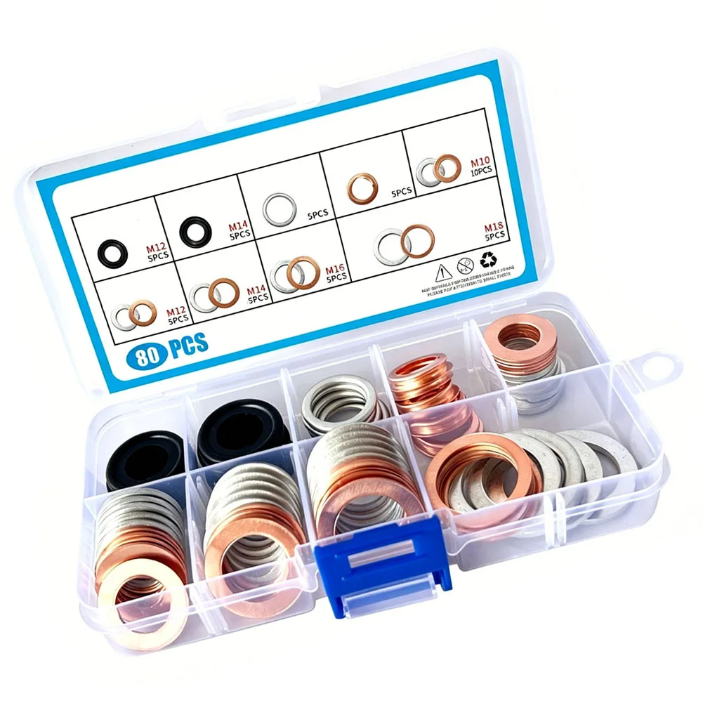 Automotive Seal Assortment Sump Drain Sealing Kit For DIY Oil Changes Reliable Sealing Performance Heat Resistant Flat Gaskets