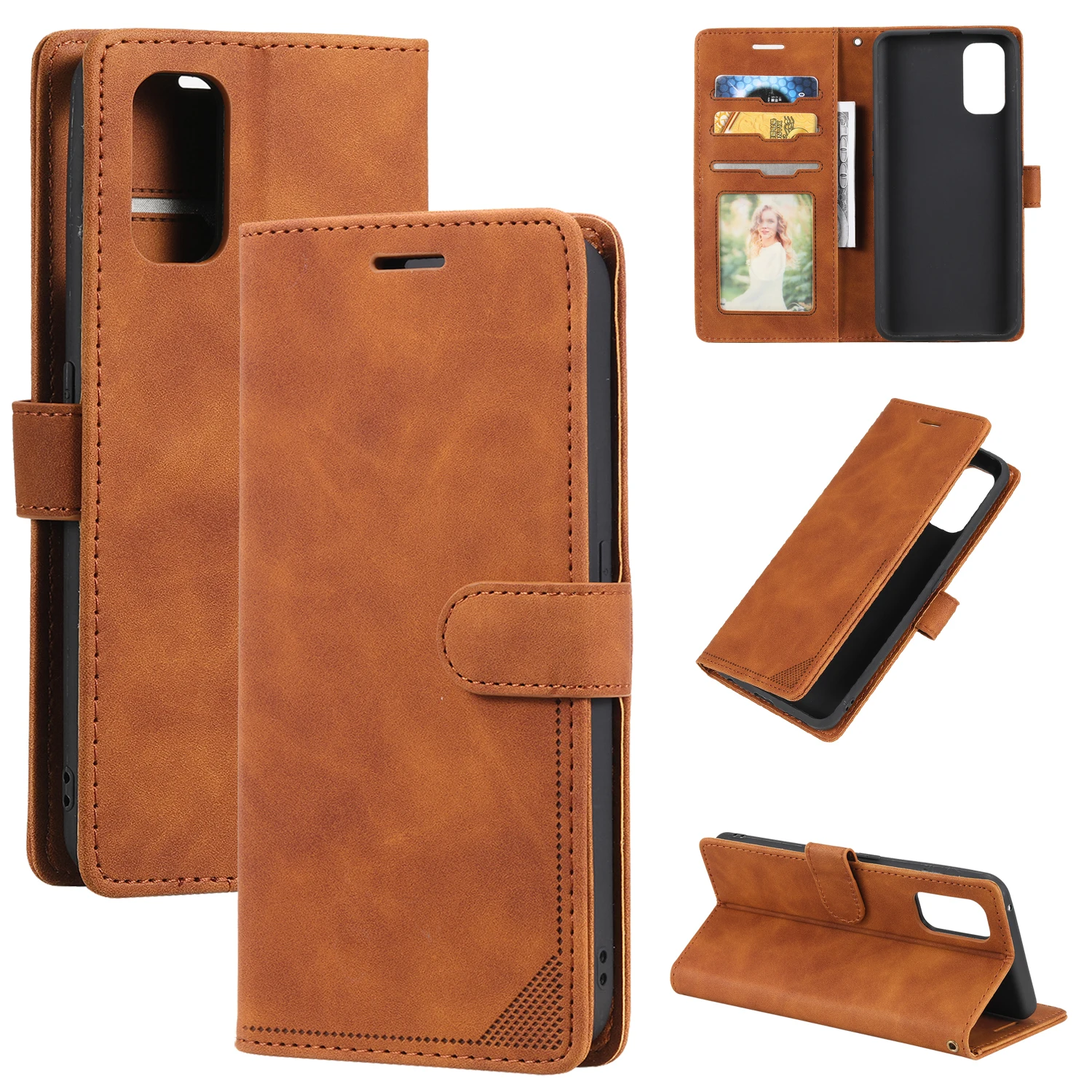 

For Realme 7 Pro 4G phone case retro business card flip cover protector leather case soft case