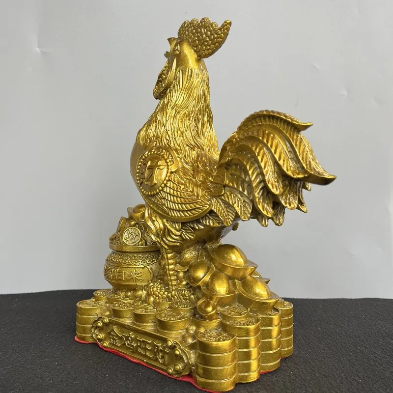 Copper golden ornament, auspicious and prosperous money , twelve zodiac rooster, home living room mascot