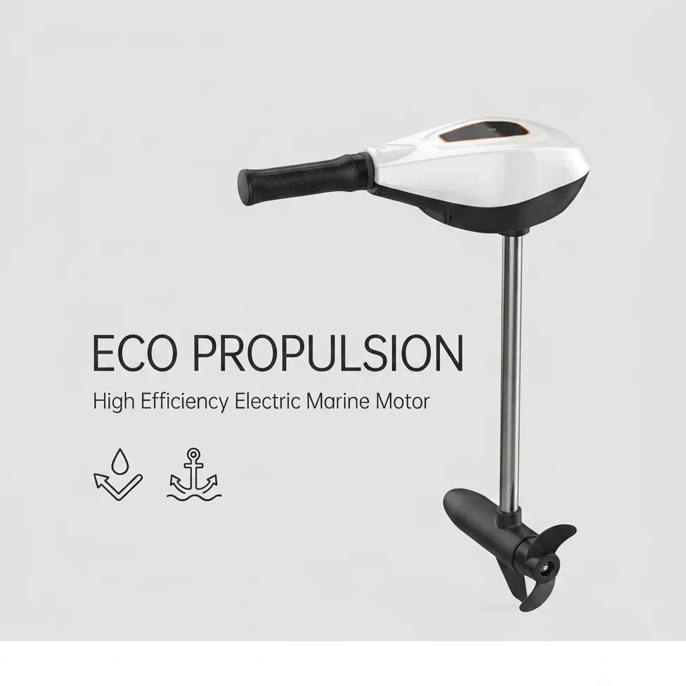 Discount Electric Outboard Motor Trolling Engine Sleek White Black Brushless Boat Propeller Marine Propulsion Kayak Thruster