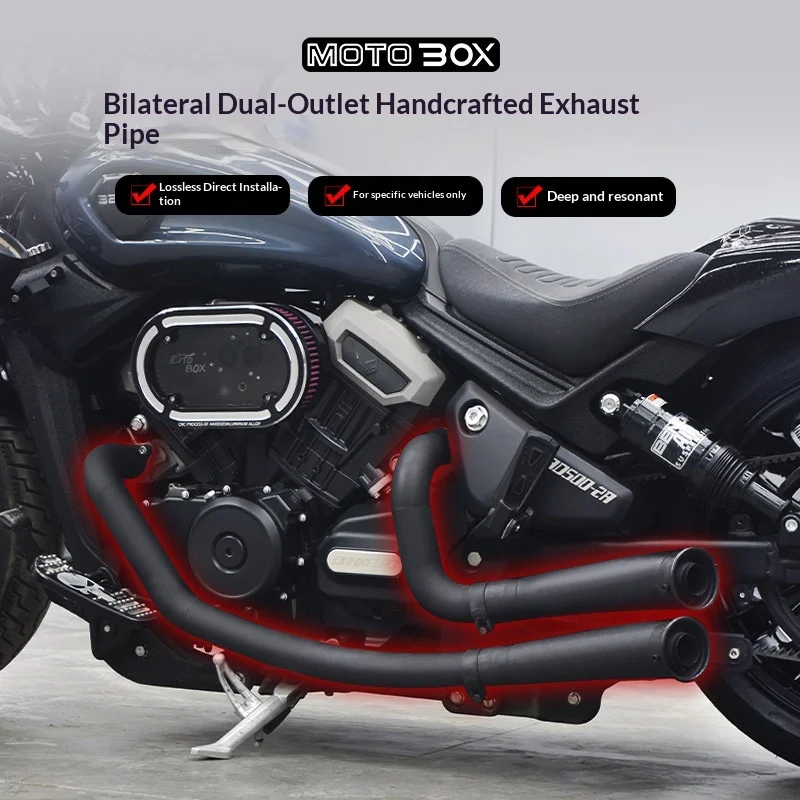 【Premium】For Benda Black Flag 500/950 modified with dual-exhaust system, fully stainless steel construction for a rich sound