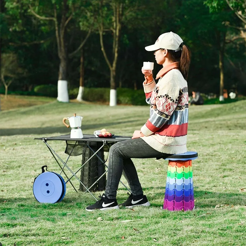 Portable Folding Telescopic Stool, Lightweight Plastic Subway Queuing Chair, Outdoor Camping Fishing with Carry Bag