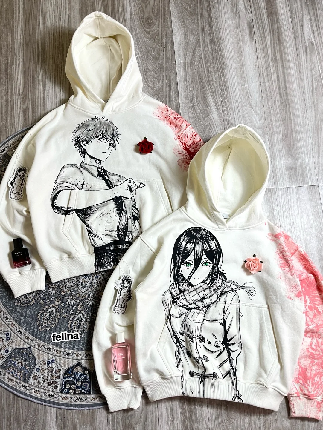 Denji und Reze Baumwoll-Anime-Hoodie Rundhals Lockerer Sommer-Baumwollpullover Harajuku Unisex-Hoodies Übergroße Herrenbekleidung