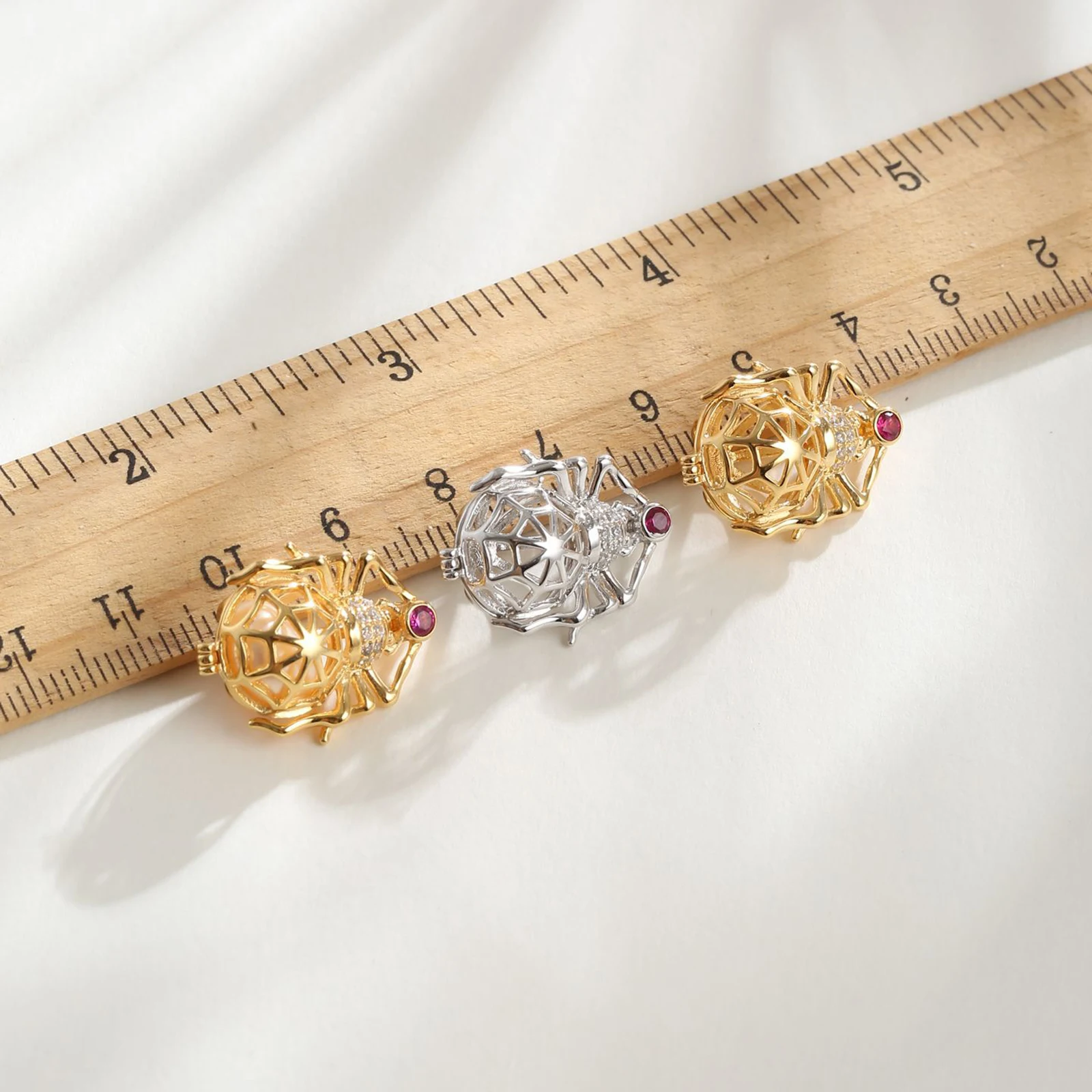 925 Sterling Silver Spider Cage Pendant Blank Can Be Opened Settings Incense BalIs,Pearls DIY Necklace Charm Jewelry Making