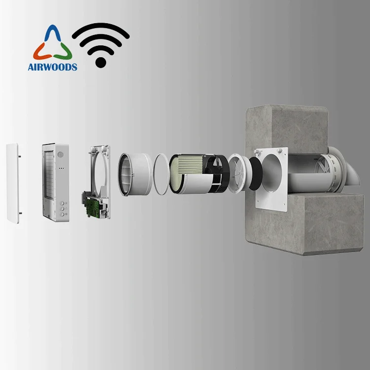 Wall Mount Air Recuperator Single Room Heat Recovery  ERV Ventilation Systems With Heat Recovery