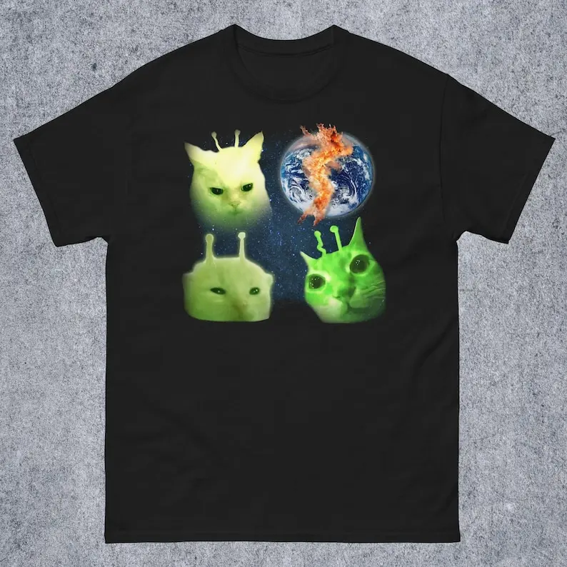 Three Glorps Funny Alien Cat Meme Tee Shirt, Unhinged Dank Memes T-shirt, Brainrot Tshirt, Oddly Specific Tees, Gifts