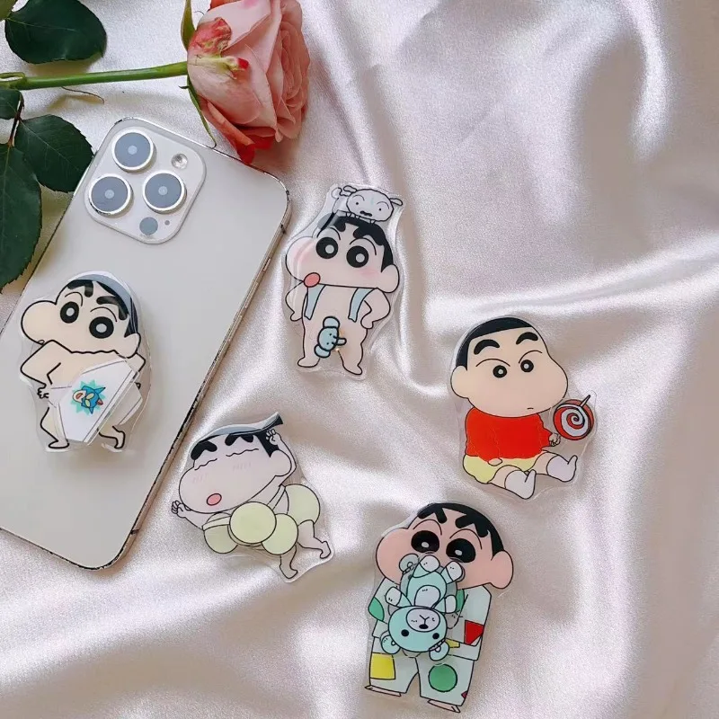 Crayon Shin-chan 3D Cartoon Phone Socket Folding Phone Holder Stand Acrylic Rotate Phone Accessories Retractable Folding Stand