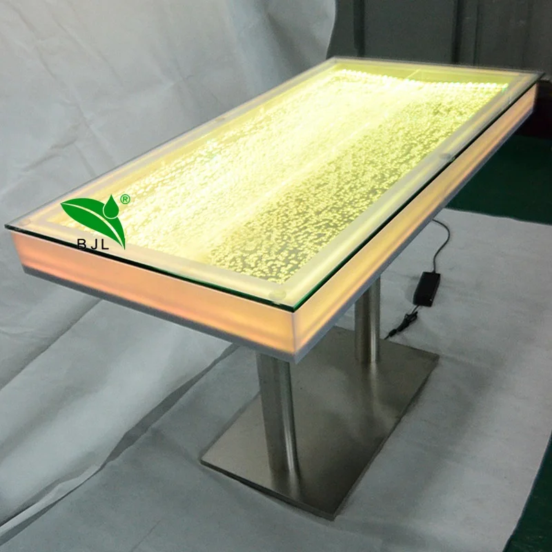 Custom, indoor glowing furniture water bubble tabletop LED light cocktail coffee table