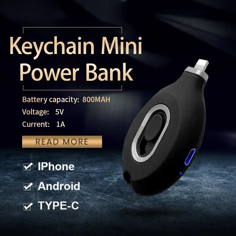 Keychain Mini Power Bank portable power bank mini powerbank for iphone android TYPE-C emergency power Dropshipping