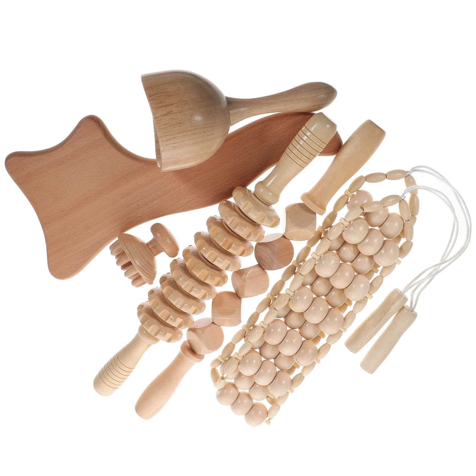 

6 Pcs Body Massager Tools Sculpting Wooden Roller Stick Major Therapy Contour Board Baby