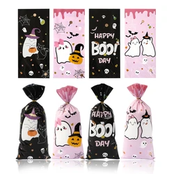 25/50/100pcs Pink Halloween Candy Bags Cute Ghost Pumpkin Goodies Cookies Gift Packaging Bags Trick Or Treat Bag Halloween Decor