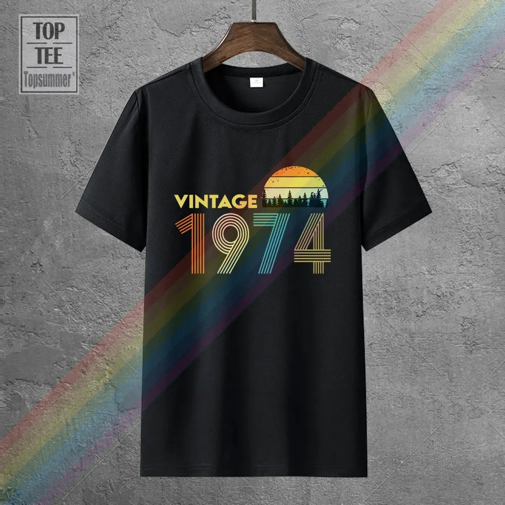 Vintage 1974 Fun 47Th Birthday Gift Tee Shirt Brand Harajuku T-Shirt Logo Funny Grunge Tops T-Shirts Fashion Retro Tshirt