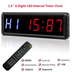 1.5'' Large Gym Clock Timer Stopwatch Count Down/Up, Workout Timer Interval Clock with Buzzer, LED Outdoors Training Timer