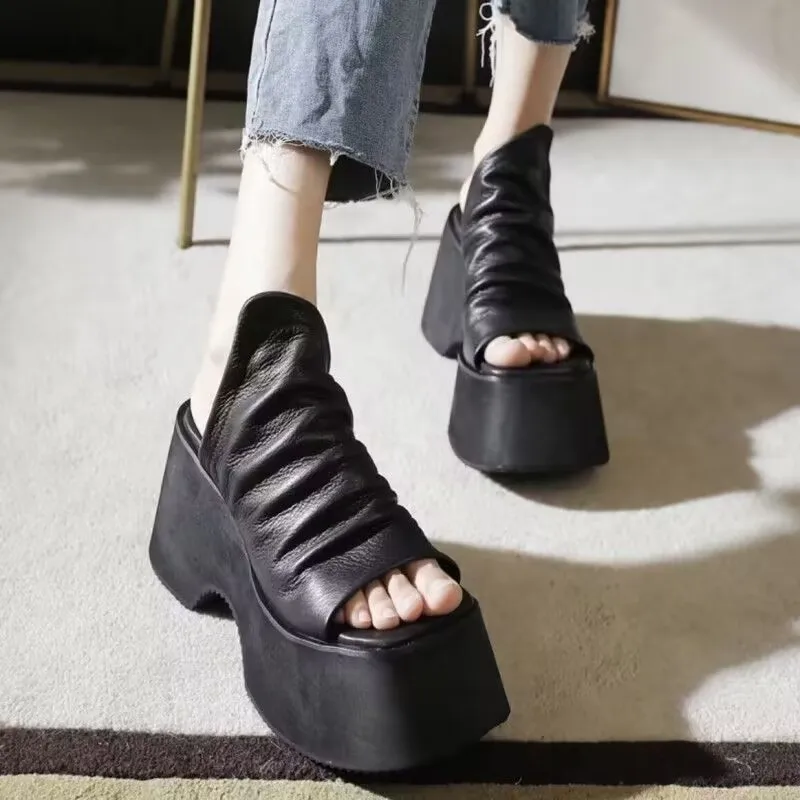 Shoes for Women 2023 Fashion Fish Mouth Shoes Women\'s Slippers Summer Solid Color Hot Sale Platform Slippers Women Zapatos