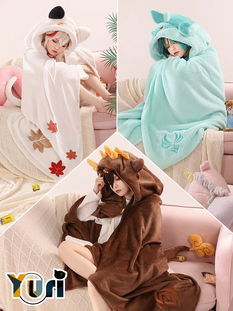 

Game Genshin Impact Kaedehara Kazuha Xiao Zhongli Cosplay Women Men Plush Air Conditioning Blanket Cos Props C