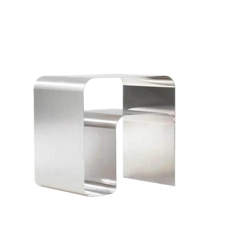 

Vintage Bauhaus side table simple stainless steel home bedside table