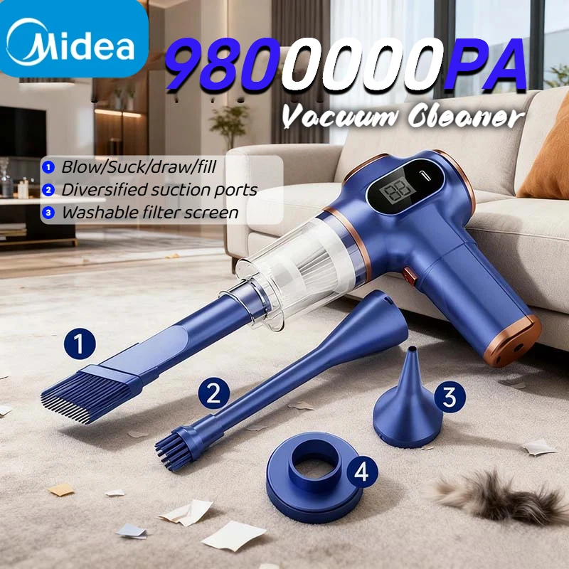 Midea Car Vacuum Cleaner High Power Strong Suction Handheld Vacuum Cleaner Deep Cleaning Dry And Wet Home Car Vacuum Cleaner NEW