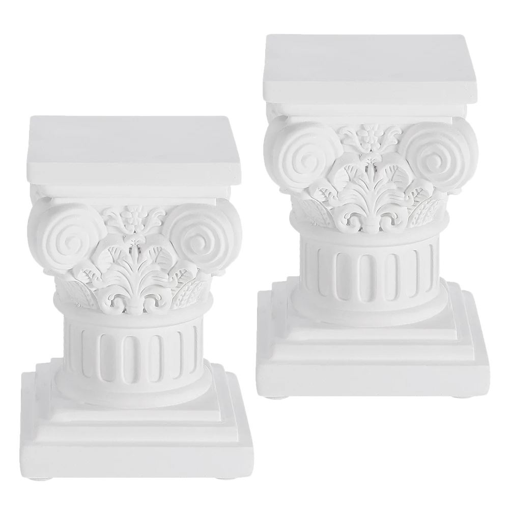 

2Pcs Roman Column Holders White Resin Nordic Design Tabletop Centerpiece for Wedding Home Decor Garden Event Decoration