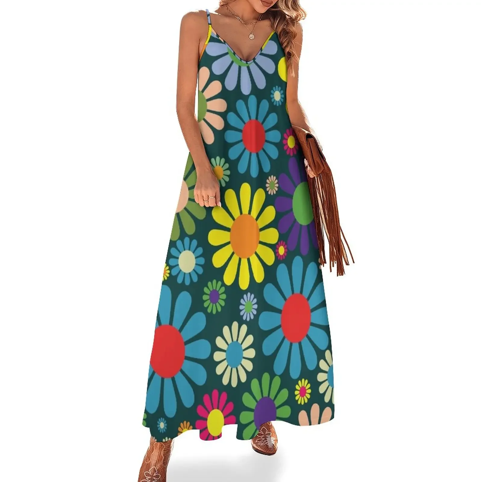 

1970s Pattern Sleeveless Dress long dress women summer clothing women summer 2024 ceremony dresses Woman dresses