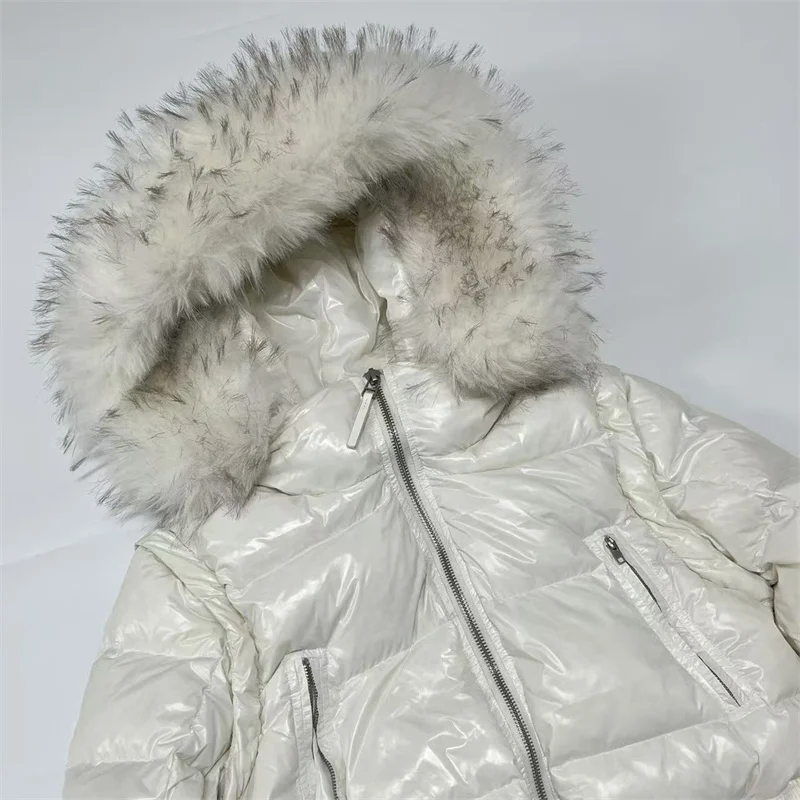 Dames winterjas Nieuw donsjack met afneembare mouwen voor 2025 Vos bontkraag donsjassen met capuchon 90 witte eendendons dikke jas