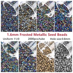 1.6mm Frosted Metallic Japanese Glass Beads 2000pcs/Pipe Small Craft Beads For Handmade Jewelry DIY Garment Accessories