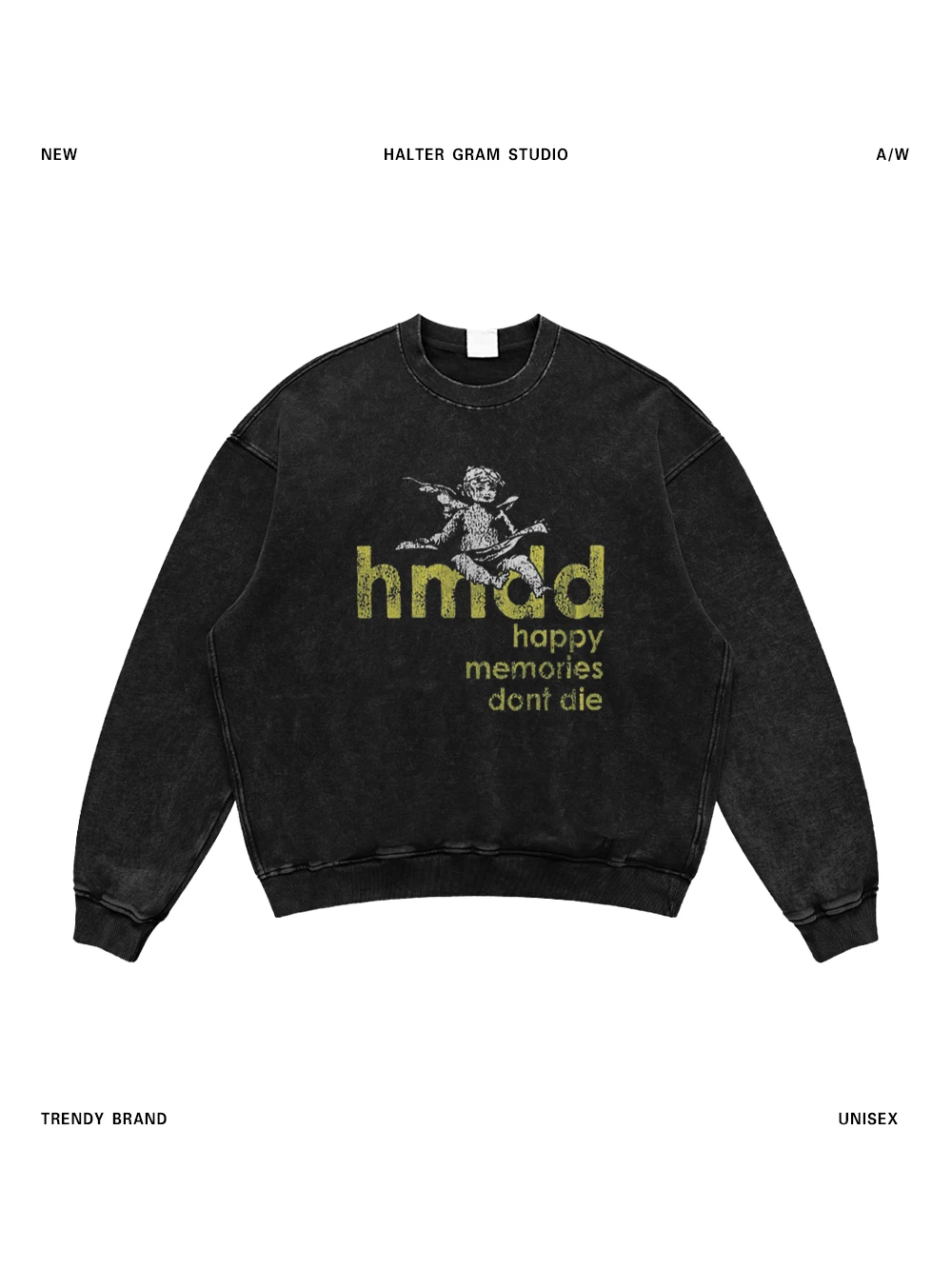 

Ретро-свитшот American Angel в стиле High Street Hip Hop, оверсайз, из плотного хлопка, с круглым вырезом, длинными рукавами, осень-зима