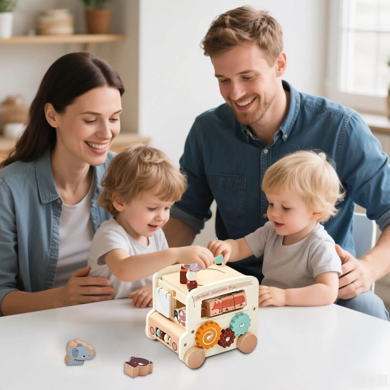 Zabawki edukacyjne autobusy 5 w 1, zabawki edukacyjne dla dzieci w kształcie autobusu, ćwiczenia dopasowywania kolorów i kształtów, klocki konstrukcyjne dla dzieci, dziewczynek i chłopców.
