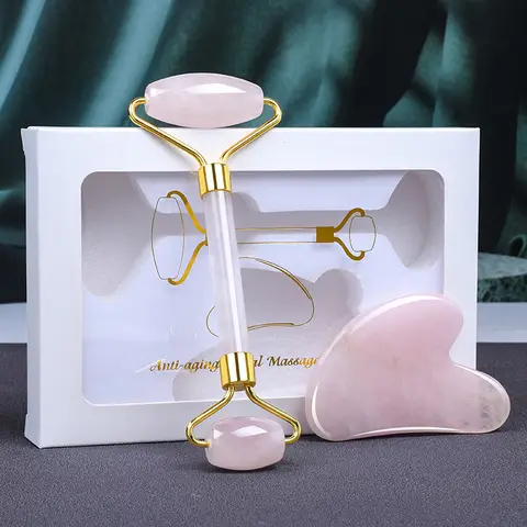 Natural Jade Roller Face Gua Sha Stone Body Neck Massager Eye Care Spa Massage Tools