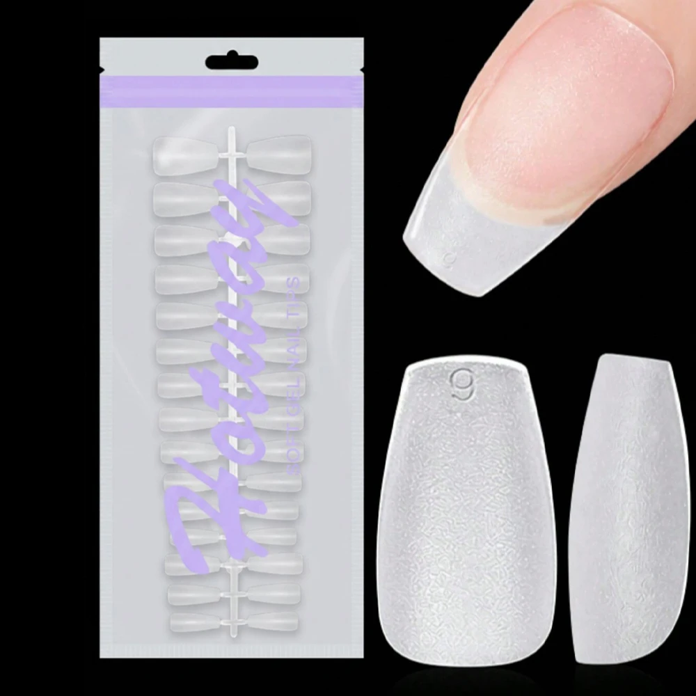HOTWAY 120/240/300/360/450 frosted full set of false nails, medium long trapezoidal 15 # matte acrylic nail tips, suitable for n