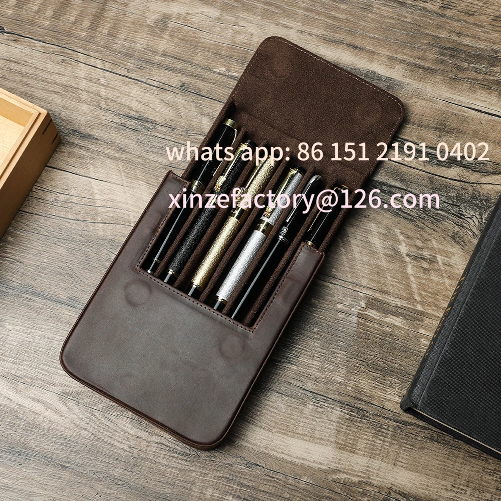 

Customizable Handmade Fountain Pen Case Leather For Men Women Holder Pen Pouch Retro Pen Box Organizer Boys Gir