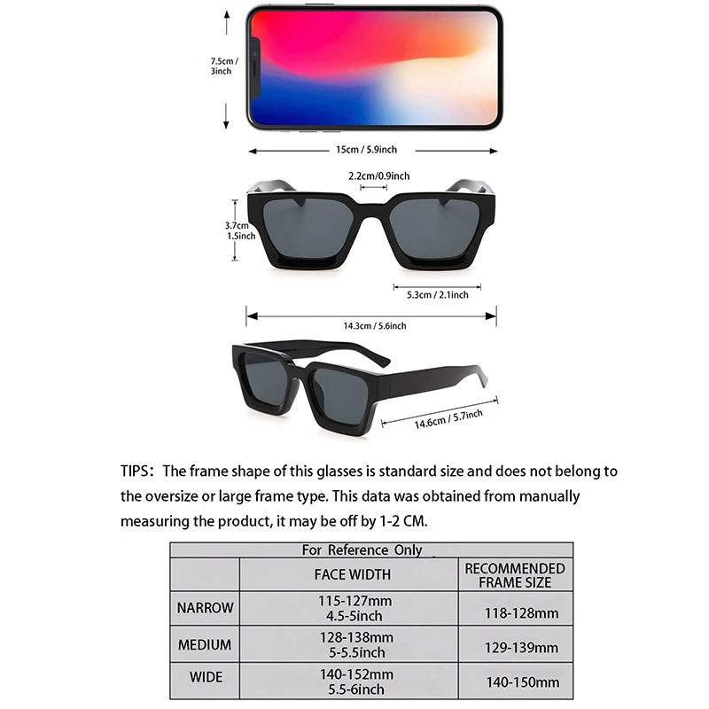 2PCS Plastic Fashion Rectangular Frame Women Sunglasses For Daily Life Men Eyewear Rave Party Daily Life  Accessories. image 5