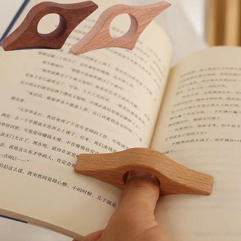 Wooden Thumb Bookmark Portable Ring Page Holders Book Support For Office Book One Hand Reading Aids Tools Thumb Book Holder