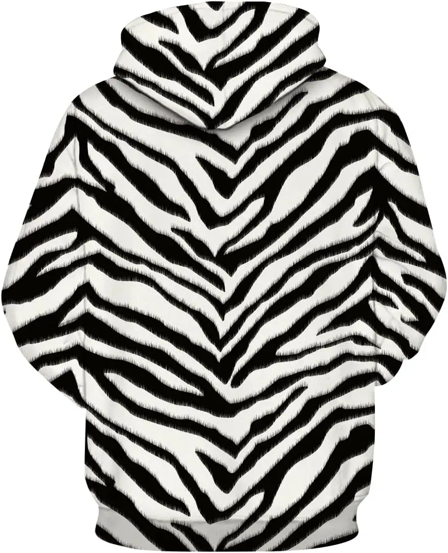 Lurhonp زيبرا طباعة هوديس الرجال امرأة الجدة هوديي الدافئة البلوز مقنعين موضة البلوز ملابس علوية فضفاضة مع جيوب #2