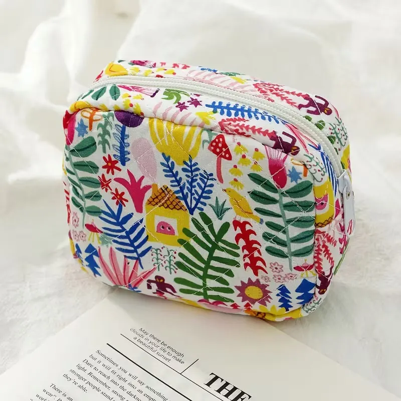 Sac de rangement matelassé tendance et coloré pour serviettes hygiéniques, pochette à monnaie carrée portable, petite trousse de toilette pour femmes, trousse de maquillage de voyage pliable, sac de rangement carré, pe