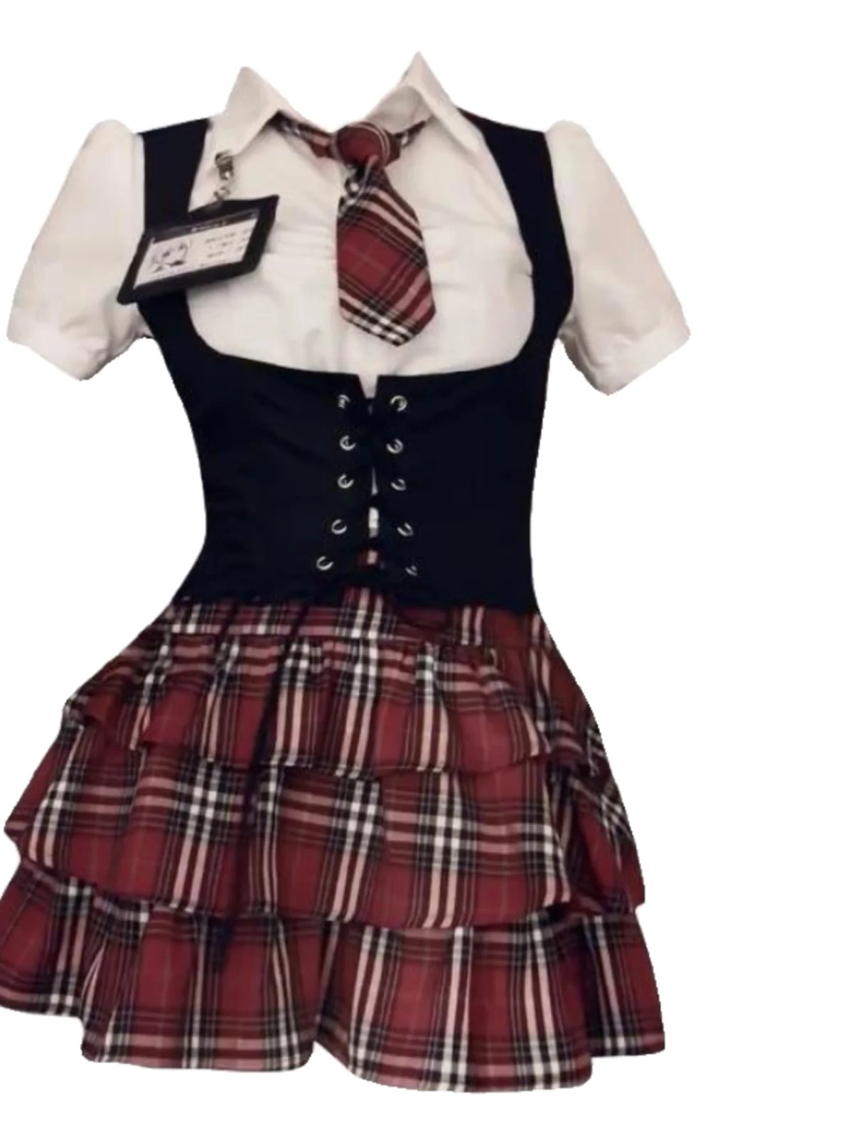 

Женский жилет для похудения в американском колледже больших размеров, новая летняя пышная юбка-тортик, комплект из двух предметов, моющийся ансамбль 2025