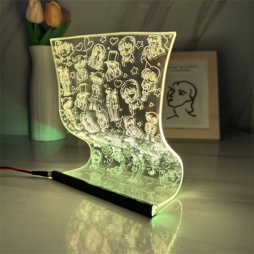 Detective Series Scroll Lamp LED Table Atmosphere Light Co Nan Acrylic Nightlight 3D Mood Light Cartoon Art Decor Lamp 3/7 Color