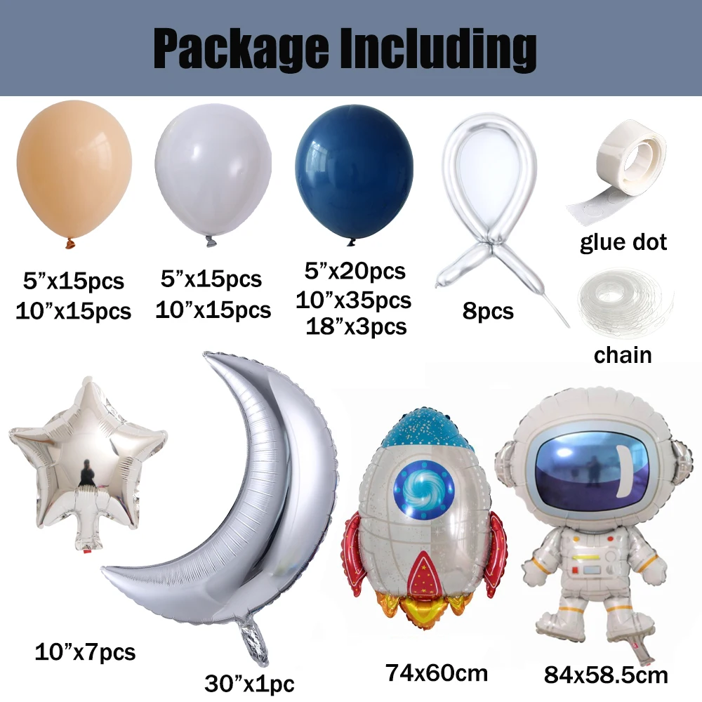 138pcs Universe Outer Space Astronaut Rocket Galaxy Theme Balloons Garland Arch Kit Boy Birthday Party Decors Globos Baby Shower