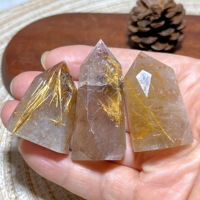 High Quality Natural Crystals Brazil Golden Rutile Tower Point Healing Crafts Geode Desk Reiki Home Decorations Room Decor Gift