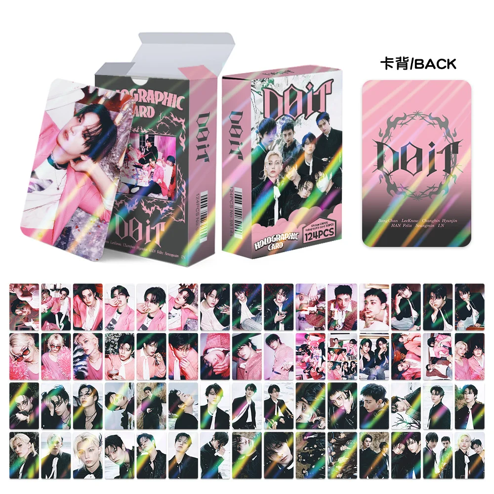 

Skzoo 124, лазерные карты, STRAYKIDS, новая специальная флэш-карта «DIT», наклейка со звездой, фолька Leeknow, двусторонняя карта ЛОМО