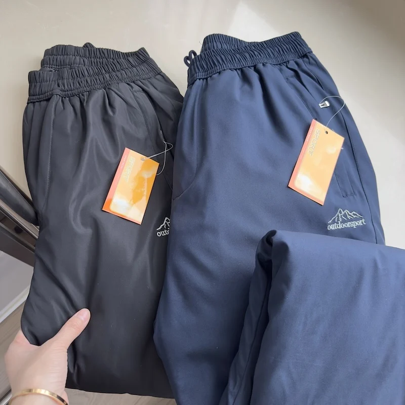 

Men's Windproof Cotton Cycling Overalls Thick Elastic Waist Hiking Pants Warm Casual Long Trousers for Outdoor Autumn Winter