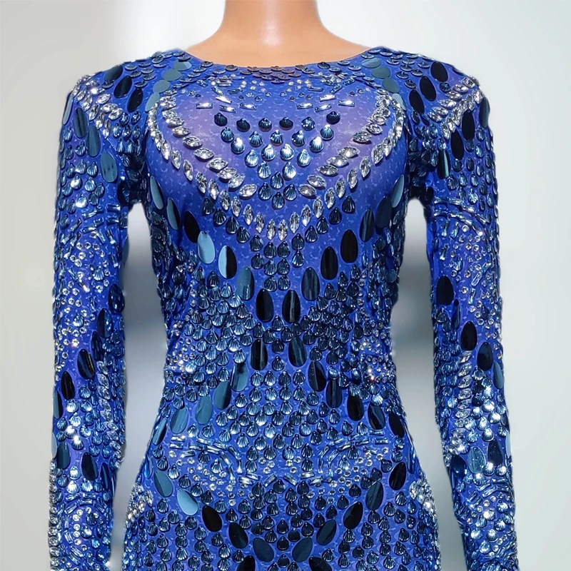 Robe de Soirée Sexy avec Strass Bl192.pour Femme, Tenue de Bar, Discothèque, Dj, Ds, Costume de Danseuse, Tricot, Scène, Festival, Nouvelle Collection