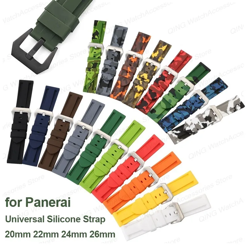 for Panerai Silicone Straps 20mm 22mm 24mm 26mm Rubber Watch Band for Seiko Men Women Sport Waterproof Bracelets Wristbands Belt