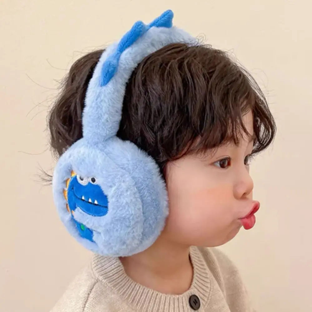 لطيف ليتل ديناصور الأذن دفئا الكرتون لينة غطاء الأذن سميكة شتاء دافئ سدادات حماية الأذن إيرفلاب لهدايا الأطفال #4