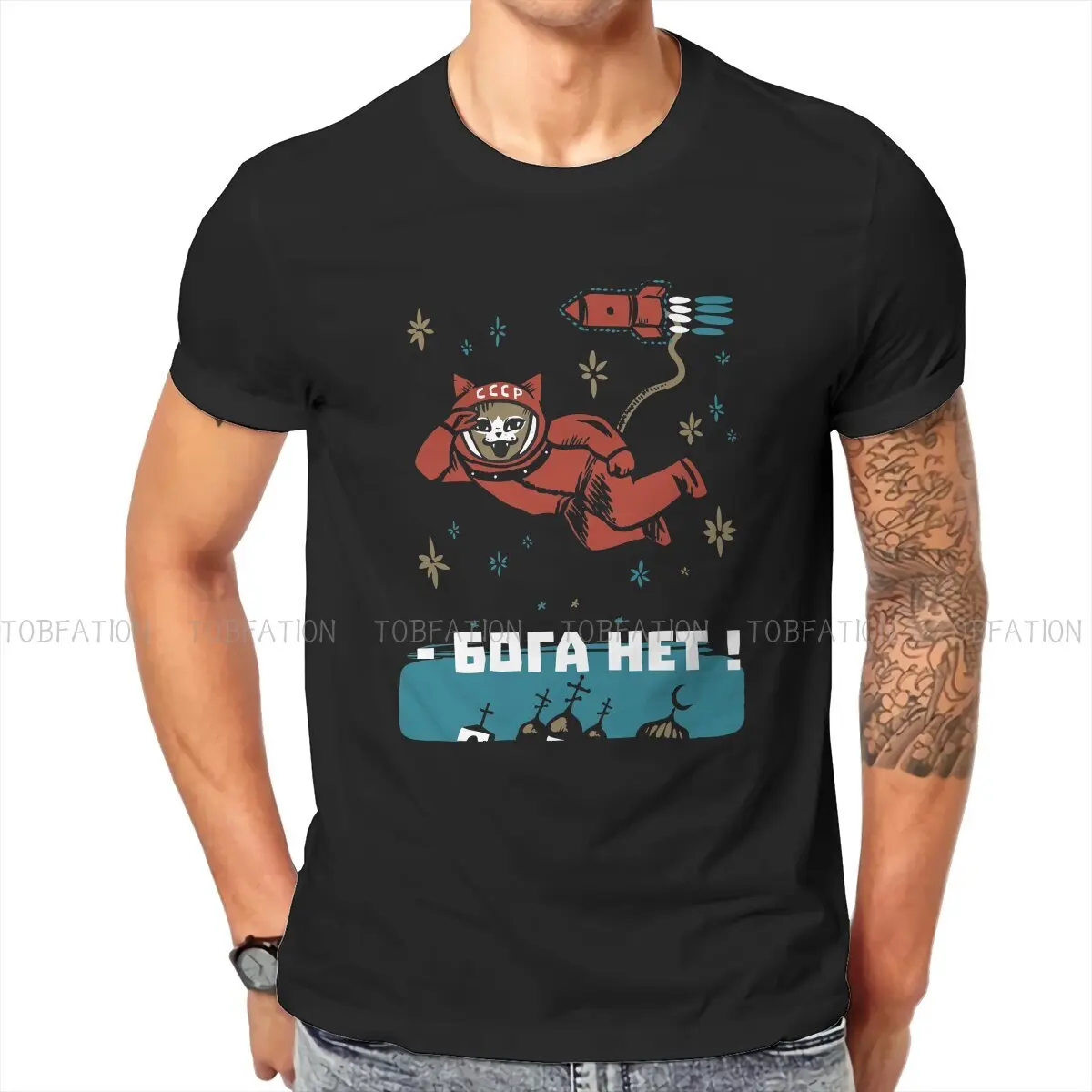 Any God Up Here Gagarin Cat  Style TShirt Russian USSR CCCP Comfortable Hip Hop Gift Clothes  T Shirt Stuff Ofertas