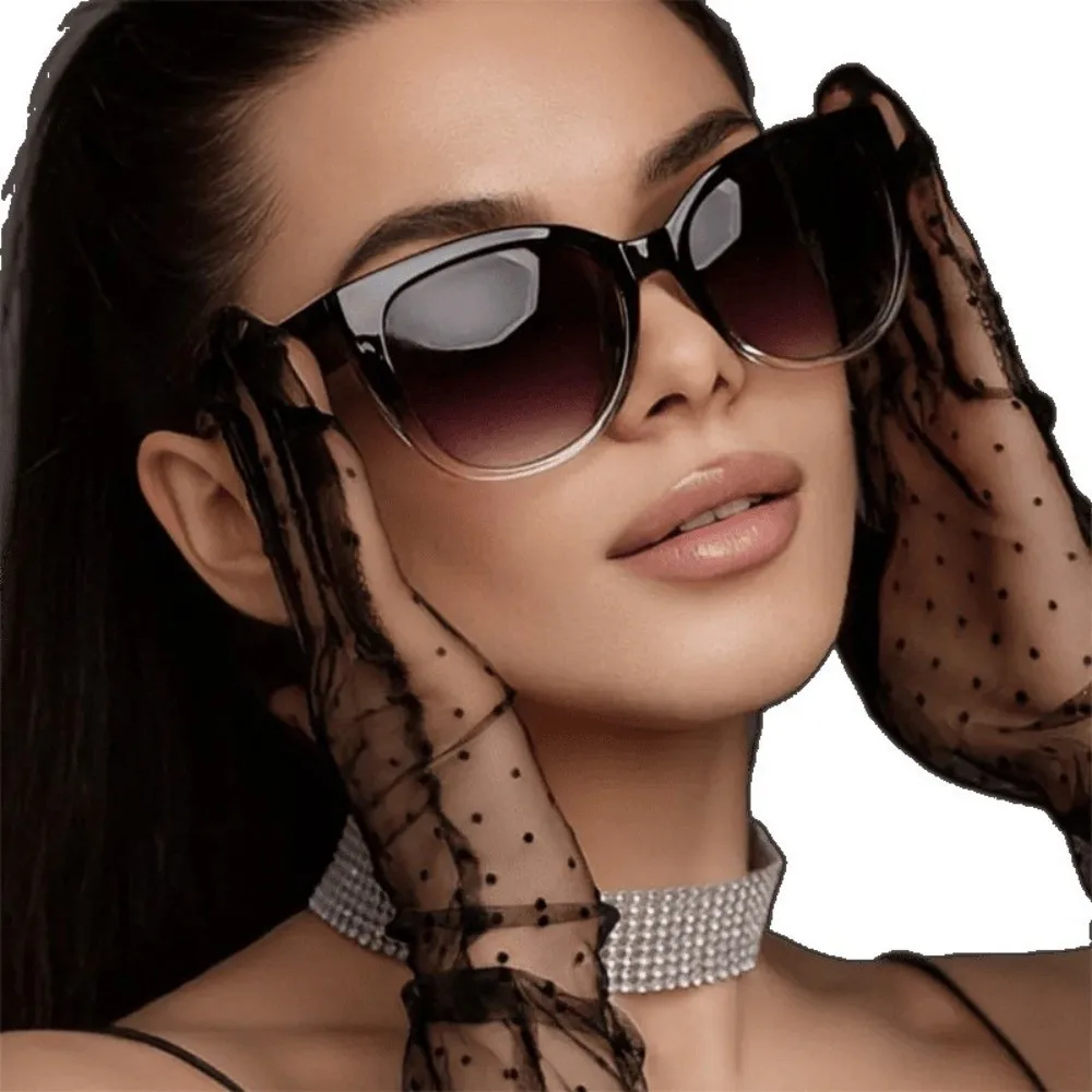 Gradient Cat-eye Minimalist Sunglasses Unisex Wide Leg Design Sun Protection Sunglasses European American Style