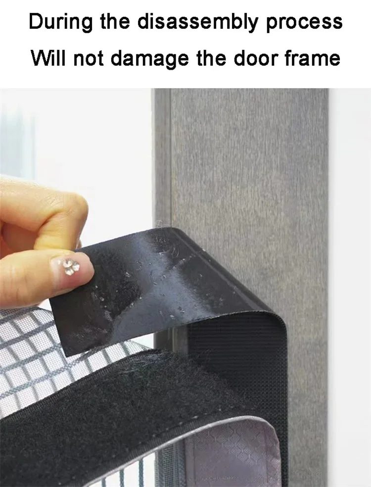 Fenêtre magnétique grise en maille de diamant personnalisée, auto-adhésive invisible, anti-moustiques, non poreuse, détachable, dentelle