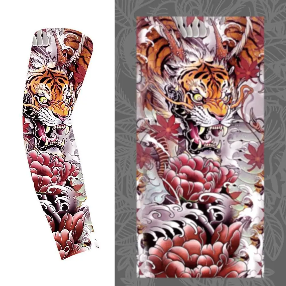 

Arm Covers Flower Arm Tattoo Sleeve UV Protection Cycling Gloves Men Sunscreen Sleeve Sunscreen Arm Warmers Sun Protection Cover