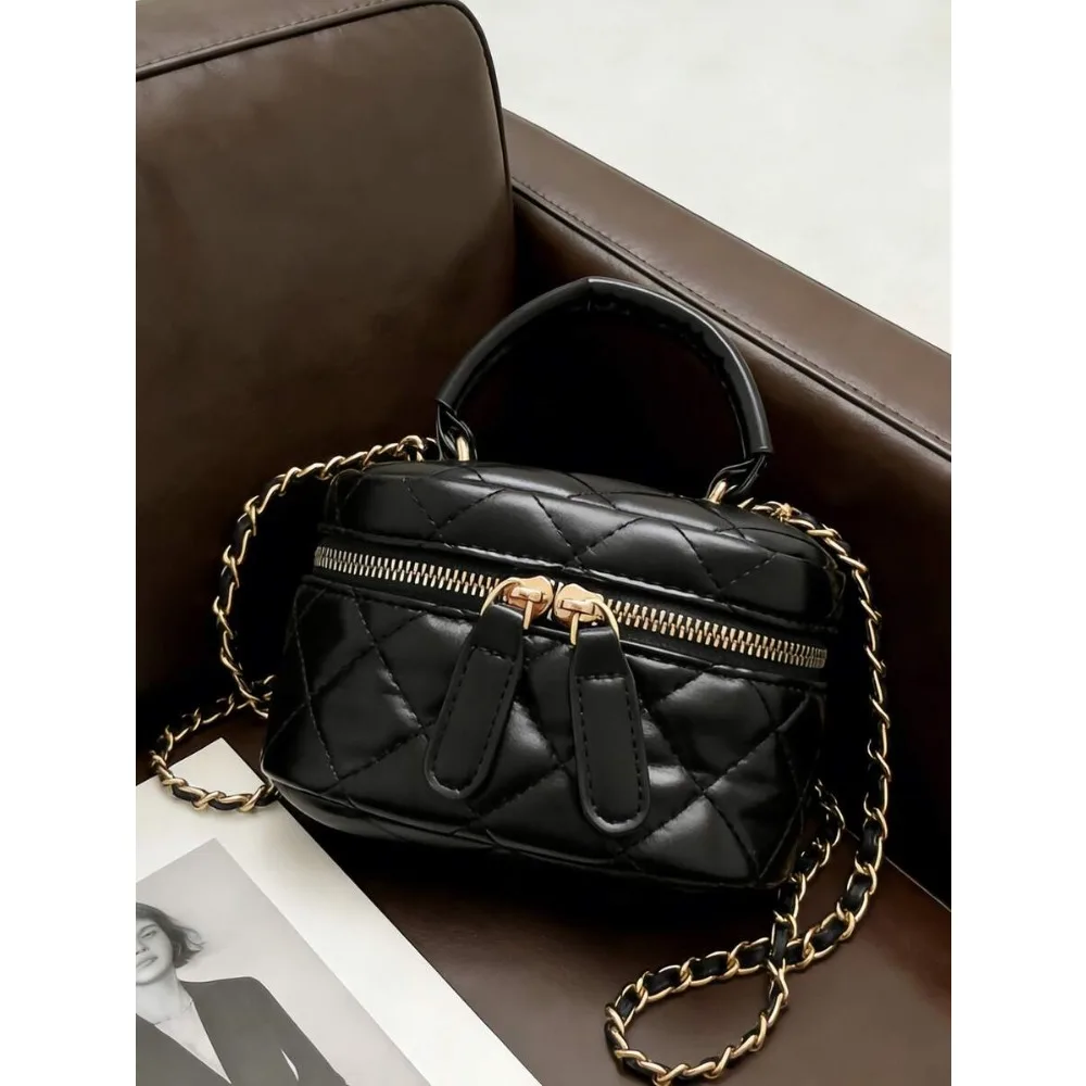 Lightweight Mini Chain Quilted Handbag & Bucket Bag, for Girls College Office Ladies, Perfect for Travel Commute Picnic